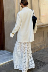 Elegant Sheer Lace Bodycon Maxi Skirt