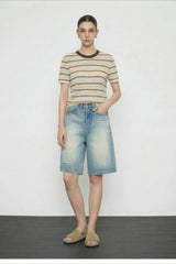 Vintage Wash Straight Cutoff Shorts