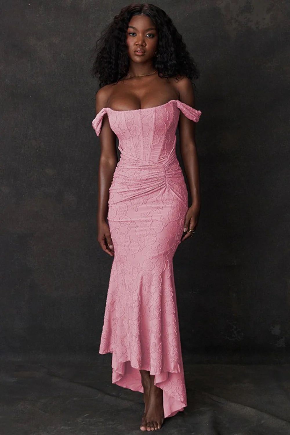 Print Cami Bandeau Backless Mermaid Lace Dress