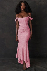 Print Cami Bandeau Backless Mermaid Lace Dress