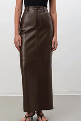Retro PU Leather A-Line Bodycon Skirt