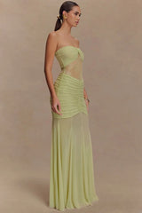 Lace Strapless Ruching Hollow Slim Long Lace Dress