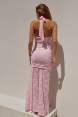 Halter Backless Sleeveless Bodycon Lace Dress