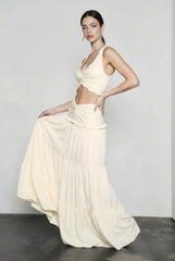 Hollow Out Patchwork Maxi Knit Set