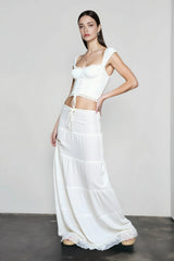Square Neck Lace Trim Camisole Vacation Set