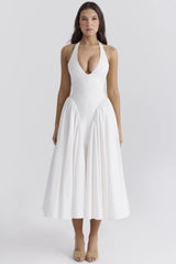 Draped Halter Maxi Party Dress