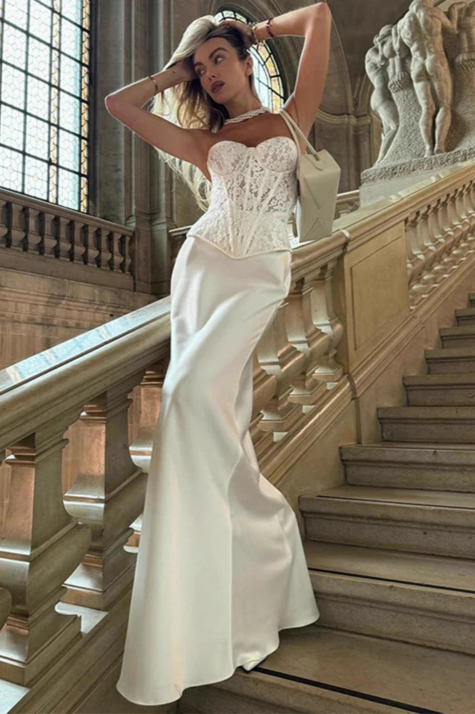 Satin High Waist Maxi Skirt