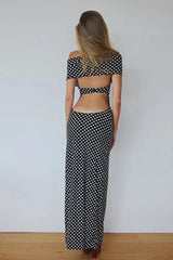 Polka Dot Halter Neck Bodycon Maxi Dress