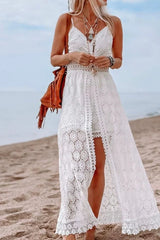 Spliced Strappy Casual Cutout Boho Dress