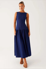 Sleeveless Button Up Denim Dress