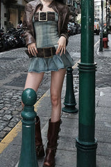 Retro  Belted Denim Dress