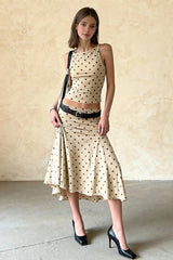 Polka Dot Ruched Maxi Two Pieces Set