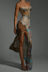 Chiffon Halter Neck Split Sling  Boho Dress