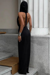 V Neck Backless Hooded Bodycon Dress