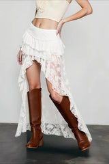 Lace Asymmetric Bodycon Skirt