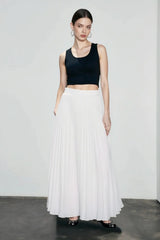Chiffon Pleated Flowing Maxi Skirt