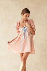 Square Neck Puff Sleeve Mini Dress