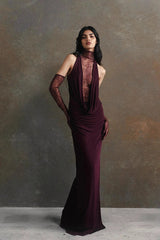 Halter Neck Deep V Bodycon Maxi Formal Dress