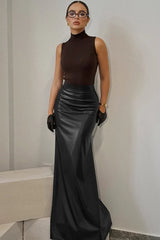 Retro Black Fishtail Bodycon Skirt