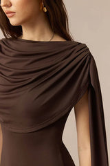 Cowl Neck Shawl Ruched  Two Piece Set