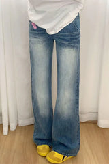 Vintage High Waist Micro Flare Straight Slim Plus Size Jeans