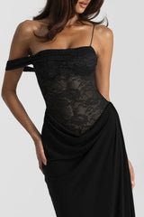 Lace Panel Tank Maxi Bodycon Dress