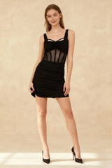 Sheer Bodice Mini Dress