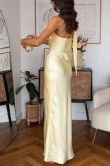 One Shoulder Tie Silk Dress