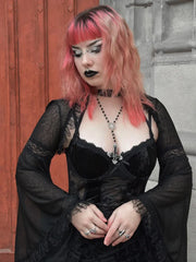 Velvet Lace Corset Bandage Midi Gothic Harajuku Street Mesh Print Sling Club Dress