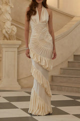 V Neck Halter Mermaid Reception Dress
