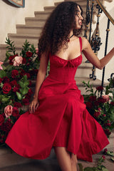 French Tie Waist A-Line Slip Dress