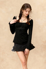 Lace Trim Graceful Strapless Corset Top