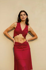 Crop Top High Waist Skirt Two Piece Vacation Set