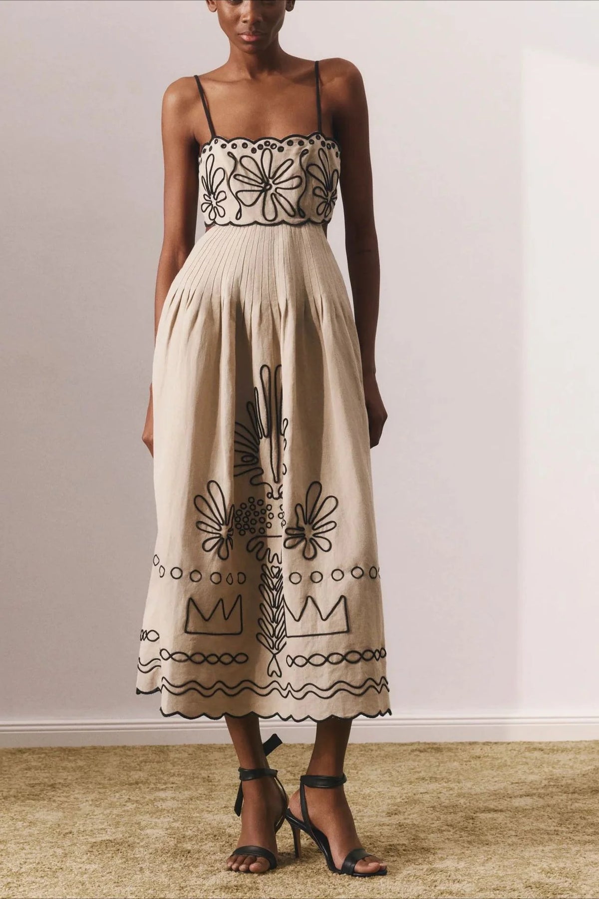 Spaghetti Strap Bandeau Spliced Cutout Boho Dress