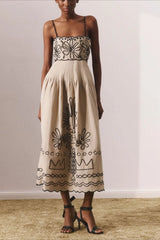 Spaghetti Strap Bandeau Spliced Cutout Boho Dress
