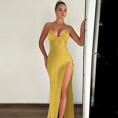 Autumn/Winter Puss  V-neck Halter Evening Bodycon Streetwear Midi Dresses