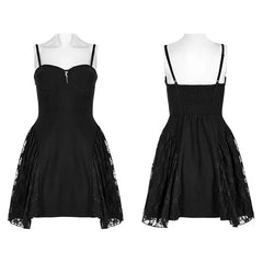 Splicing Gauze Party Club  Brushed Lace Black Metal Summer Gothic Dress