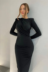 Crew Neck Long-Sleeve Bodycon Dress