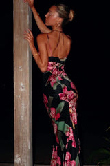 Elegant Bodycon Printed Maxi Silk Dress