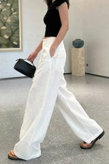Linen High Waist Draped Wide Leg Pants