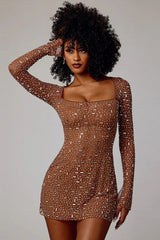 Crystal Mesh Bodycon Mini Birthday Dress