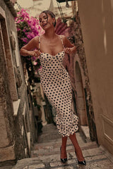 Polka Dot Ruched Slip Dress