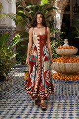 Printed Linen Patchwork Slip Dress