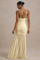 Sheer Plunge Ruffle Slip Dress