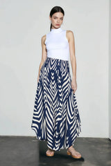 Leaf Print Flowy Casual Vacation Skirt