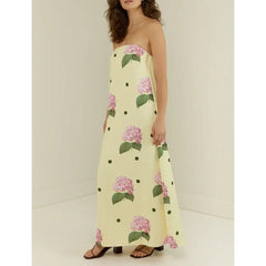 Strapless Loose Fit Tube Floral Dress