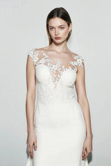 DressBetty - 2024 Cap Sleeve Applique Sheath Bohemian Lace Dress