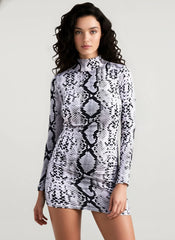 DressBetty - Serpentine Print Turtleneck Long Sleeve Party Dresses For Women Streetwear Fashion  Snake Graphic Bodycon Dress  Robe