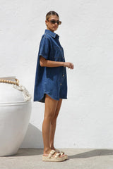 Short Sleeve Shirt Denim Dress
